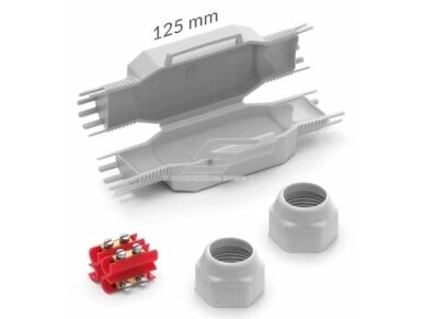Hermetinė mova dėžutė jungiamoji elektros kontaktams su gelio užpildu | 125x43x35 | 3x4mm² | IP68/69 | Raytech | DINO 1 Hermetinė mova dėžutė jungiamoji elektros kontaktams su gelio užpildu | 125x43x35 | 3x4mm² | IP68/69 | Raytech | DINO 1