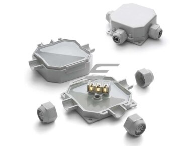 Hermetinė mova dėžutė jungiamoji elektros kontaktams su gelio užpildu | 90x90x45 | 3x6mm² | IP68/69K | Raytech | READYBOX90