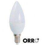 LED lemputė, ORRO, žvakė, 5W, E14, 220V, 6000K, 400 Lm,55033