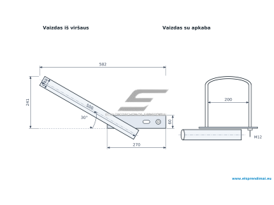 Šviestuvo laikiklis | tiesus Ø48 | ilgis 500 mm | 30° kampas | plokštelė 270×60 mm | su apkaba M12 | Esm-GL-1-0,5-30-50 Šviestuvo laikiklis | tiesus Ø48 | ilgis 500 mm | 30° kampas | plokštelė 270×60 mm | su apkaba M12 | Esm-GL-1-0,5-30-50