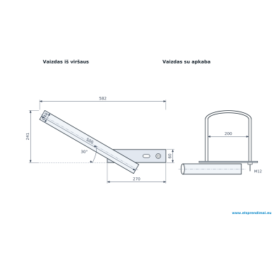 Gaismekļa kronšteins | taisns Ø48 | garums 500 mm | 30° leņķis | plāksne 270×60 mm | ar M12 skavu | Esm-GL-1-0,5-30-50 Gaismekļa kronšteins | taisns Ø48 | garums 500 mm | 30° leņķis | plāksne 270×60 mm | ar M12 skavu | Esm-GL-1-0,5-30-50