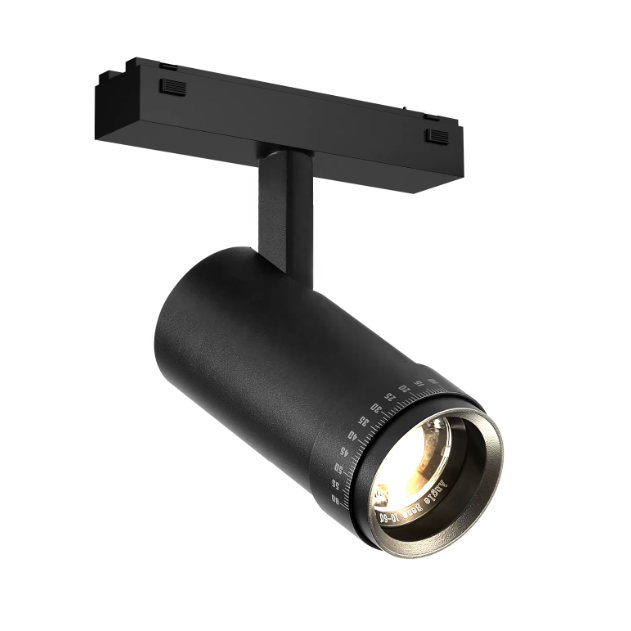 Направленный LED светильник для трековой системы | магнитный | 20W | 3000K | 739 лм | CRI90 | черный | регулируемый 10–60° | Ultra Slim | диммируемый