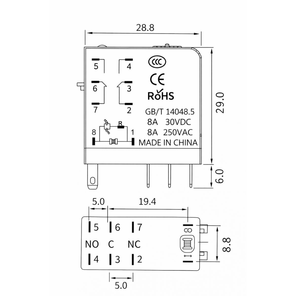 Vahe elektromagnetiline relee | 24V DC | 2NO+2NC | käsitsi testimisnupuga | mini | 8A | universaalne | LANBOO 1 Vahe elektromagnetiline relee | 24V DC | 2NO+2NC | käsitsi testimisnupuga | mini | 8A | universaalne | LANBOO 1
