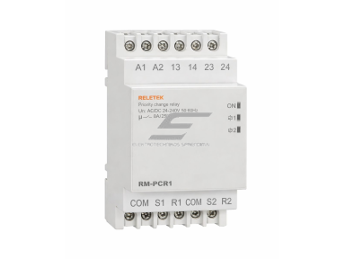 Prioritetinė variklių valdymo relė | 2 varikliams | AC/DC 24–240V | 8A | DIN | automatinis uždelsimas | RELETEK