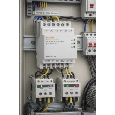 Prioritārā motoru vadības relejs | 2 motoriem | AC/DC 24–240V | 8A | DIN | automātiska aizture | RELETEK Prioritārā motoru vadības relejs | 2 motoriem | AC/DC 24–240V | 8A | DIN | automātiska aizture | RELETEK