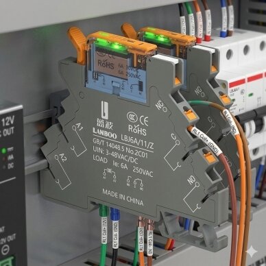 Przekaźnik pośredni elektromagnetyczny | z LED | 12V DC | SPDT 1NO+1NC | 6A | montaż DIN | ultra cienki | hermetyczny | LANBOO 2 Przekaźnik pośredni elektromagnetyczny | z LED | 12V DC | SPDT 1NO+1NC | 6A | montaż DIN | ultra cienki | hermetyczny | LANBOO 2