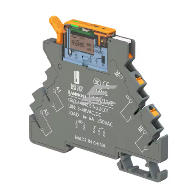 Starprelejs elektromagnētiskais | ar LED | 24V DC | SPDT 1NO+1NC | 6A | DIN montāža | ultra plāns | hermētisks | LANBOO Starprelejs elektromagnētiskais | ar LED | 24V DC | SPDT 1NO+1NC | 6A | DIN montāža | ultra plāns | hermētisks | LANBOO