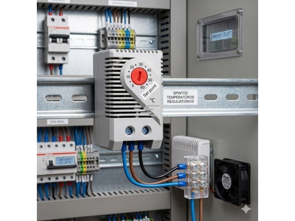 Mini termostatas | temperatūros reguliatorius | NC | 0–60°C | 230 V AC | 10 A | bimetalinis | DIN | automatinis šildymo valdymas | IP20 2 Mini termostatas | temperatūros reguliatorius | NC | 0–60°C | 230 V AC | 10 A | bimetalinis | DIN | automatinis šildymo valdymas | IP20 2