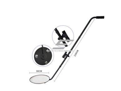 Teleskopinis patikros | apžiūros veidrodis su LED šviestuvu | lęšis Ø300mm | 90-120cm 1