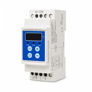 Regulator temperatury (termostat) | montaż na szynie DIN | -20…+100°C | 16A | 230V AC | do systemów ogrzewania, wentylacji, chłodzenia, automatyki Regulator temperatury (termostat) | montaż na szynie DIN | -20…+100°C | 16A | 230V AC | do systemów ogrzewania, wentylacji, chłodzenia, automatyki