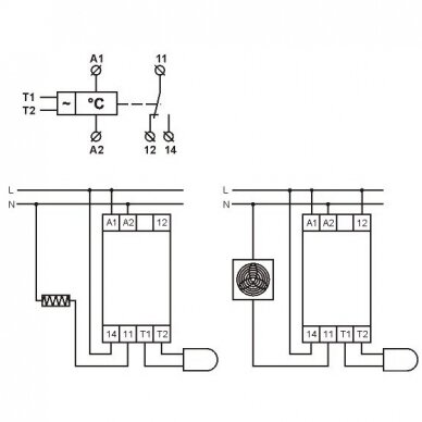 Termostats | temperatūras regulators | rele | uz DIN | -5 ... +40°C | 16A | 24-240VAC | IP20 | FRT11 2 Termostats | temperatūras regulators | rele | uz DIN | -5 ... +40°C | 16A | 24-240VAC | IP20 | FRT11 2