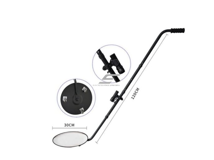 Teleskopinis patikros | apžiūros veidrodis su LED šviestuvu | lęšis Ø300mm | 90-120cm 1