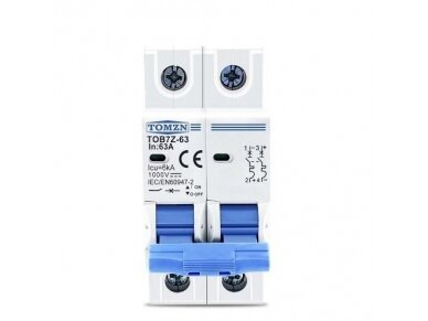 Modulinis apsauginis nuolatinės įtampos automatinis jungiklis saulės moduliams | 2P | 16A | 1000VDC | DIN | TOMZN | TOB7Z-63 Modulinis apsauginis nuolatinės įtampos automatinis jungiklis saulės moduliams | 2P | 16A | 1000VDC | DIN | TOMZN | TOB7Z-63