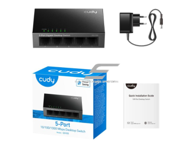 Nevaldomas Gigabit Ethernet komutatorius 5 portai  | 10Gbps | 7.44Mpps | 10/100/1000 Mbps | Plug & Play | SWITCH CUDY GS105 2