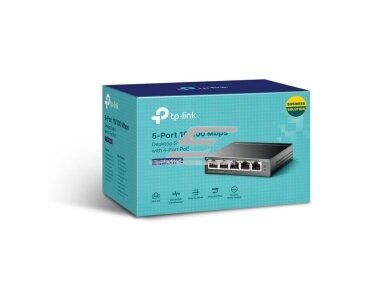 Tinklo komutatorius | 5 portai | prievadai | 5xLAN (4xPoE) | RJ45 | 10/100Mbit/s | TL-SF1005LP | TP-LINK 2 Tinklo komutatorius | 5 portai | prievadai | 5xLAN (4xPoE) | RJ45 | 10/100Mbit/s | TL-SF1005LP | TP-LINK 2