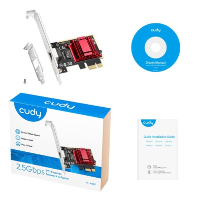 Network card | for stable wired internet connection | 2.5 Gbps | PCI-E card | RJ45 | Wake-on-LAN function | Windows, Linux, NAS compatible 2 Network card | for stable wired internet connection | 2.5 Gbps | PCI-E card | RJ45 | Wake-on-LAN function | Windows, Linux, NAS compatible 2