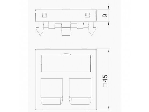 Tinklo LAN rozetė 2xRJ45 45mm 1 modulis, C tipas, tiesi, balta, DTG-2C ...