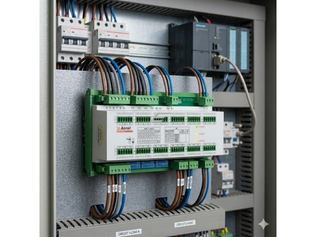 Trifazis daugiakanalis elektros energijos skaitiklis | 36 grandinės | DIN montavimas | RS485 Modbus | su CT 3