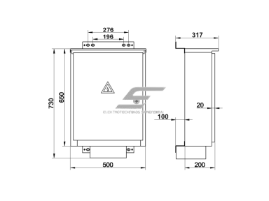 Trifazis | įvadinis elektros energijos skydas | 2 apskaitoms | skaitikliams | 650x500x200mm | virštinkinis | cinkuotas plienas | IP44 | ĮAS-7-202 Trifazis | įvadinis elektros energijos skydas | 2 apskaitoms | skaitikliams | 650x500x200mm | virštinkinis | cinkuotas plienas | IP44 | ĮAS-7-202