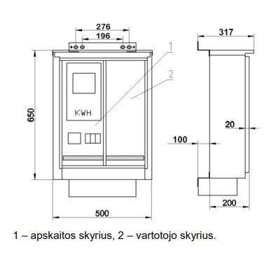 Trīsfāzu | ievada elektroenerģijas skaitītāja sadales skapis | 650x500x200mm | virsapmetuma montāža | cinkots tērauds | IP44 | ĮAS-7-202-V Trīsfāzu | ievada elektroenerģijas skaitītāja sadales skapis | 650x500x200mm | virsapmetuma montāža | cinkots tērauds | IP44 | ĮAS-7-202-V