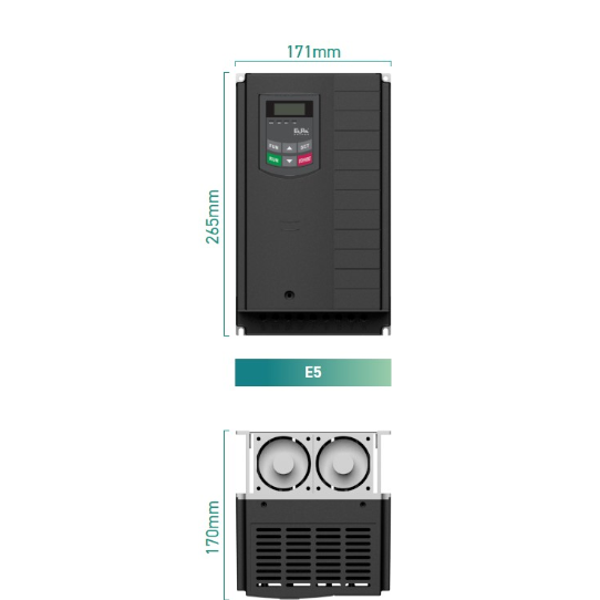 Trīsfāzu frekvences pārveidotājs 7,5 kW | 17A | 400 VAC | IP20 | ar EMC filtru | paredzēts trīsfāzu motoru vadībai | E810-0110 T3 Eura Drives 2 Trīsfāzu frekvences pārveidotājs 7,5 kW | 17A | 400 VAC | IP20 | ar EMC filtru | paredzēts trīsfāzu motoru vadībai | E810-0110 T3 Eura Drives 2