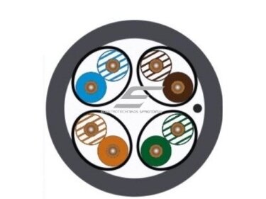 U-FTP Kabelis | 6A CAT | 4x2x23 AWG | ekranuotas | varinis | atsparus UV | lauko sąlygoms | 1m | juodas | ALANTEC | KIF6AOUTS500 1