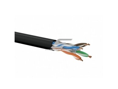 U-FTP Kabelis | 6A CAT | 4x2x23 AWG | ekranuotas | varinis | atsparus UV | lauko sąlygoms | 1m | juodas | ALANTEC | KIF6AOUTS500