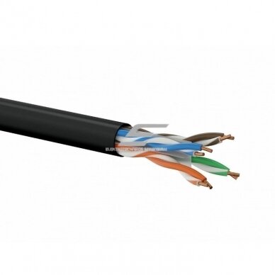 U-FTP Cable | 6A CAT | 4x2x23 AWG | shielded | copper | UV resistant | outdoor use | black