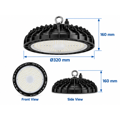 UFO tipa LED gaismeklis augstām telpām | 150W | 4000K | 80lm/W | IP65 | NewUFO High Bay | 4779041461915 2