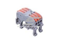 Universalus atlenkiamas spyruoklinis sujungimo gnybtas ant DIN bėgelio 6 vietų | 3+3 | 32A | maks. 4mm²