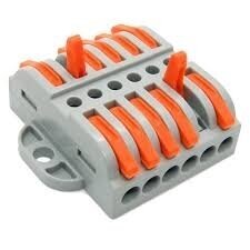 Universal spring lever terminal block for surface mounting | 12 ports | 6+6 | 32A | max. 4mm² 1 Universal spring lever terminal block for surface mounting | 12 ports | 6+6 | 32A | max. 4mm² 1