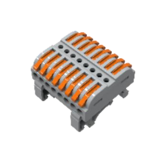 Universāla atlokāma atsperu savienojuma klemmes bloks uz DIN sliedes | 16 vieta | 8+8 | 32A | maks. 4 mm²
