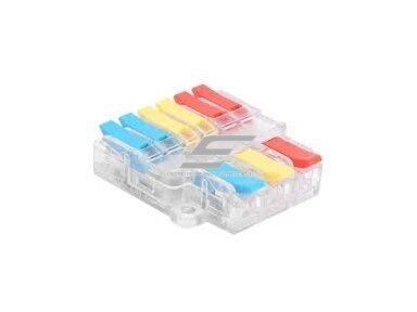 Universalus užspaudžiamas sujungimo gnybtas 9 vietų | 3in6out | 32A | maks. 4mm² Universalus užspaudžiamas sujungimo gnybtas 9 vietų | 3in6out | 32A | maks. 4mm²