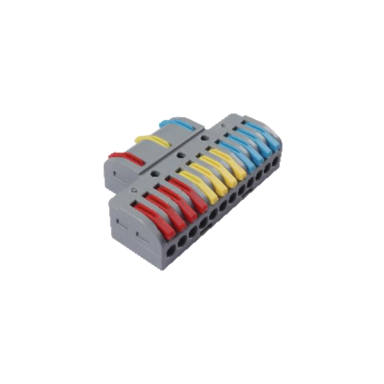 Universāla atlokāma atsperu savienojuma klemmes bloks| 15 vieta | 3in12out | 32A | maks. 4 mm² Universāla atlokāma atsperu savienojuma klemmes bloks| 15 vieta | 3in12out | 32A | maks. 4 mm²