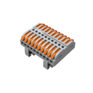 Universāla atlokāma atsperu savienojuma klemmes bloks uz DIN sliedes | 20 vieta | 10+10 | 32A | maks. 4 mm²