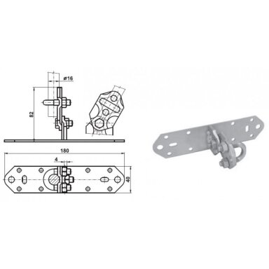 Universal holder for lightning rods | insulators | D16mm | galvanized steel Universal holder for lightning rods | insulators | D16mm | galvanized steel