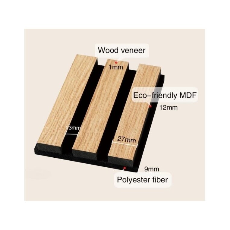 Dekoracyjny panel akustyczny ścienny | sufitowy | panel lamelowy | wykończenie wnętrz | 2400x600x22mm | MDF + PET | naturalny olejowany dąb 1