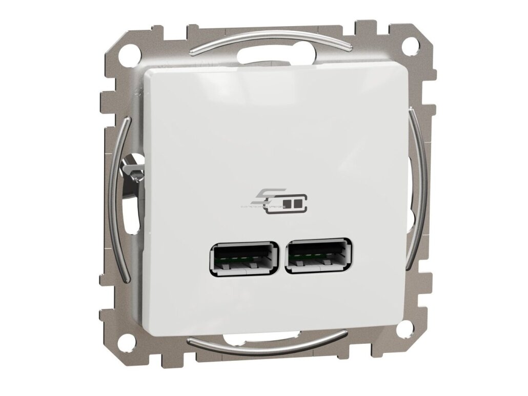 USB lizdas | 2 vietų | 2.1A | potinkinis | IP20 | baltas | Sedna Design | Schneider Electric | SDD111401 1