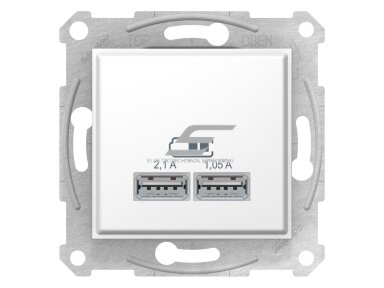 USB lizdas | 2 vietų | 2.1A | potinkinis | IP20 | baltas | Sedna Design | Schneider Electric | SDD111401