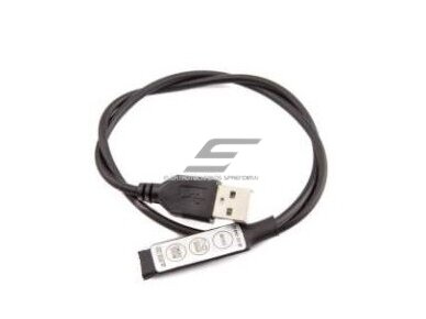 LED juostų USB mini RGB valdiklis | modulis 21 | 144W | 5-24VDC | 42x12x3mm | 3 kanalai | ant laido