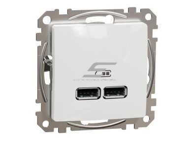 USB lizdas | 2 vietų | 2.1A | potinkinis | IP20 | baltas | Sedna Design | Schneider Electric | SDD111401 1