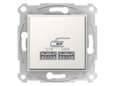 USB lizdas | 2 vietų | 2.1A | potinkinis | IP20 | kreminis | Sedna Design | Schneider Electric | SDD112401