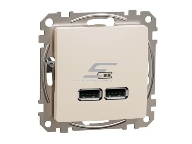 USB lizdas | 2 vietų | 2.1A | potinkinis | IP20 | kreminis | Sedna Design | Schneider Electric | SDD112401