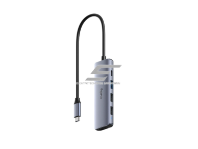 USB-C daugiafunkcis adapteris | HDMI 4K vaizdo palaikymas | 3×USB-A | USB-C PD iki 100 W | aliuminio korpusas