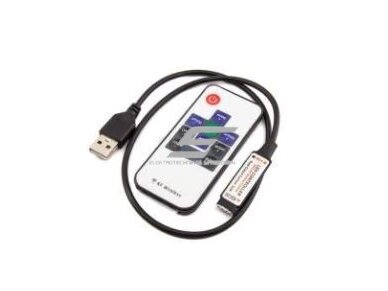 LED RGB mini USB valdiklis | modulis 24 | 144W | 5-24VDC | 42x12x3mm | ant laido | 3 kanalai | su pultelių