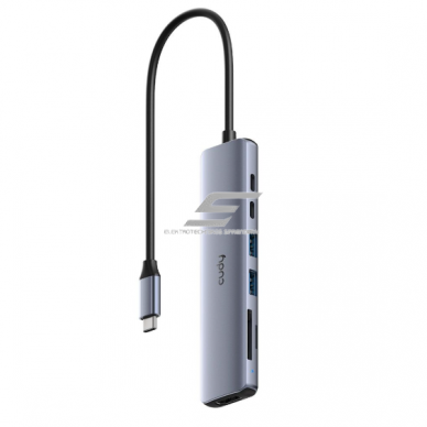 USB-C adapter (hub) | port expansion | 2× USB-A + USB-C + TF | PD up to 100 W | aluminium + ABS plastic USB-C adapter (hub) | port expansion | 2× USB-A + USB-C + TF | PD up to 100 W | aluminium + ABS plastic