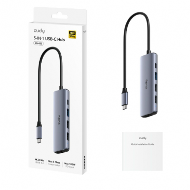 USB-C daudzfunkcionāls adapteris | HDMI 4K video atbalsts | 3× USB-A | USB-C PD līdz 100 W | alumīnija korpuss 1 USB-C daudzfunkcionāls adapteris | HDMI 4K video atbalsts | 3× USB-A | USB-C PD līdz 100 W | alumīnija korpuss 1