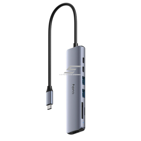 USB-C adapter (hub) | port expansion | 2× USB-A + USB-C + TF | PD up to 100 W | aluminium + ABS plastic USB-C adapter (hub) | port expansion | 2× USB-A + USB-C + TF | PD up to 100 W | aluminium + ABS plastic