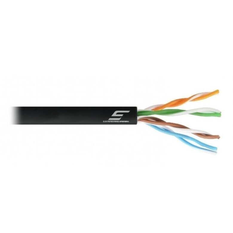 Кабель U/UTP | CAT5e | 4x2x24 AWG | неэкранированный | медный | устойчивый к УФ | для уличных условий | черный Кабель U/UTP | CAT5e | 4x2x24 AWG | неэкранированный | медный | устойчивый к УФ | для уличных условий | черный