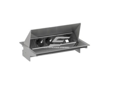 Kištukinių lizdų blokas | montuojamas į baldus | užsidarantis | 2xSchuko | 1xPasirenkama jungtis | 2xUSB-A | 155×245,5mm | 0,2m kabelis | GST13 | pilkas | Bachmann CONEO BA.900.406